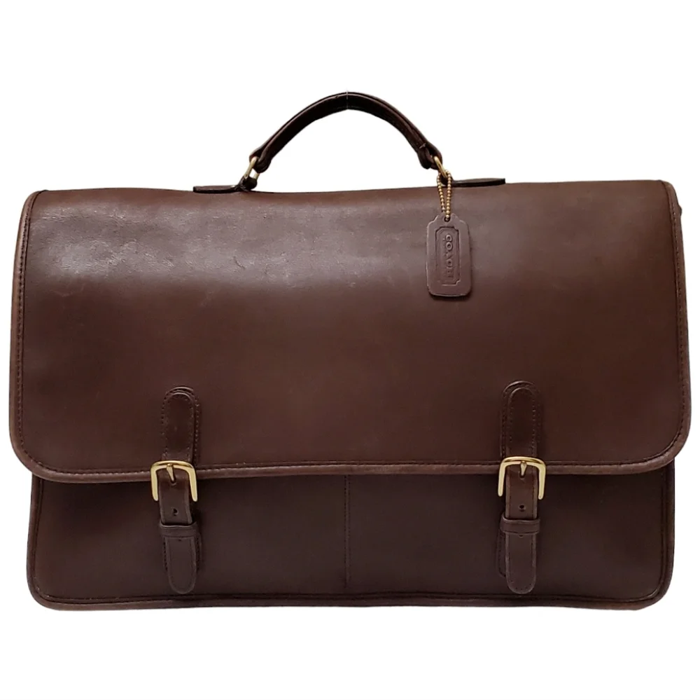 COACH Vintage Full Grain Leather Briefcase in Milk Chocolate Brown #103-2132